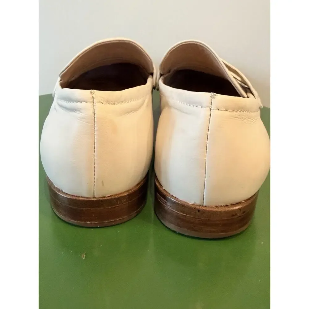 Pour La Victoire Lavis Eggshell Leather Studded Loafers Size 7.5
